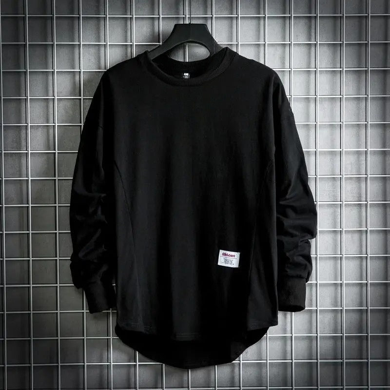Oversized Cotton Pullover Sweatshirt for Men - Drop Hem Crewneck Shirt 2