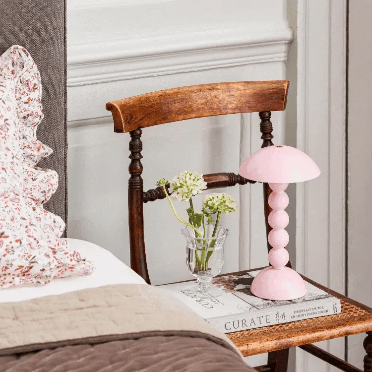 Pale Pink Rechargeable LED Lamp with Adjustable Brightness and Lacquer Finish 1