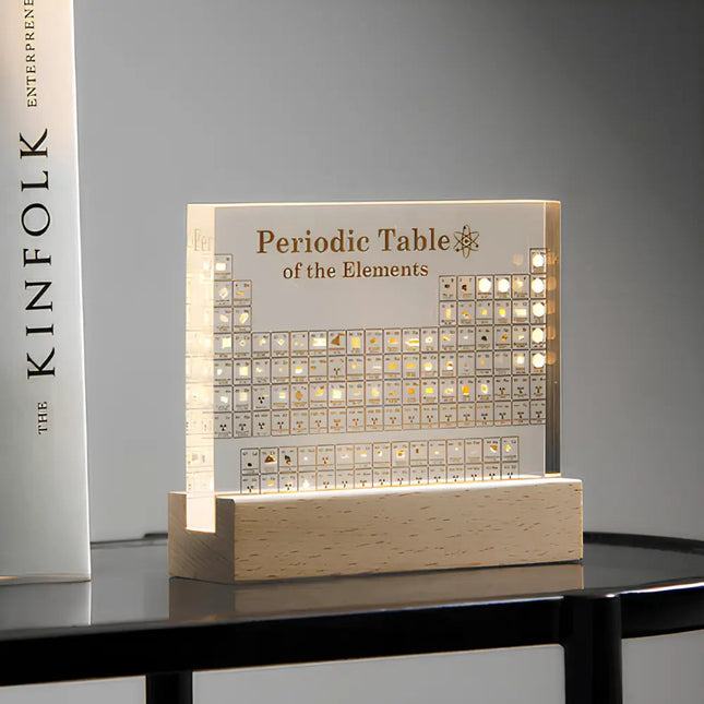 Periodic Table Display – Acrylic Block with 83 Real Elements & Integrated LED Light
