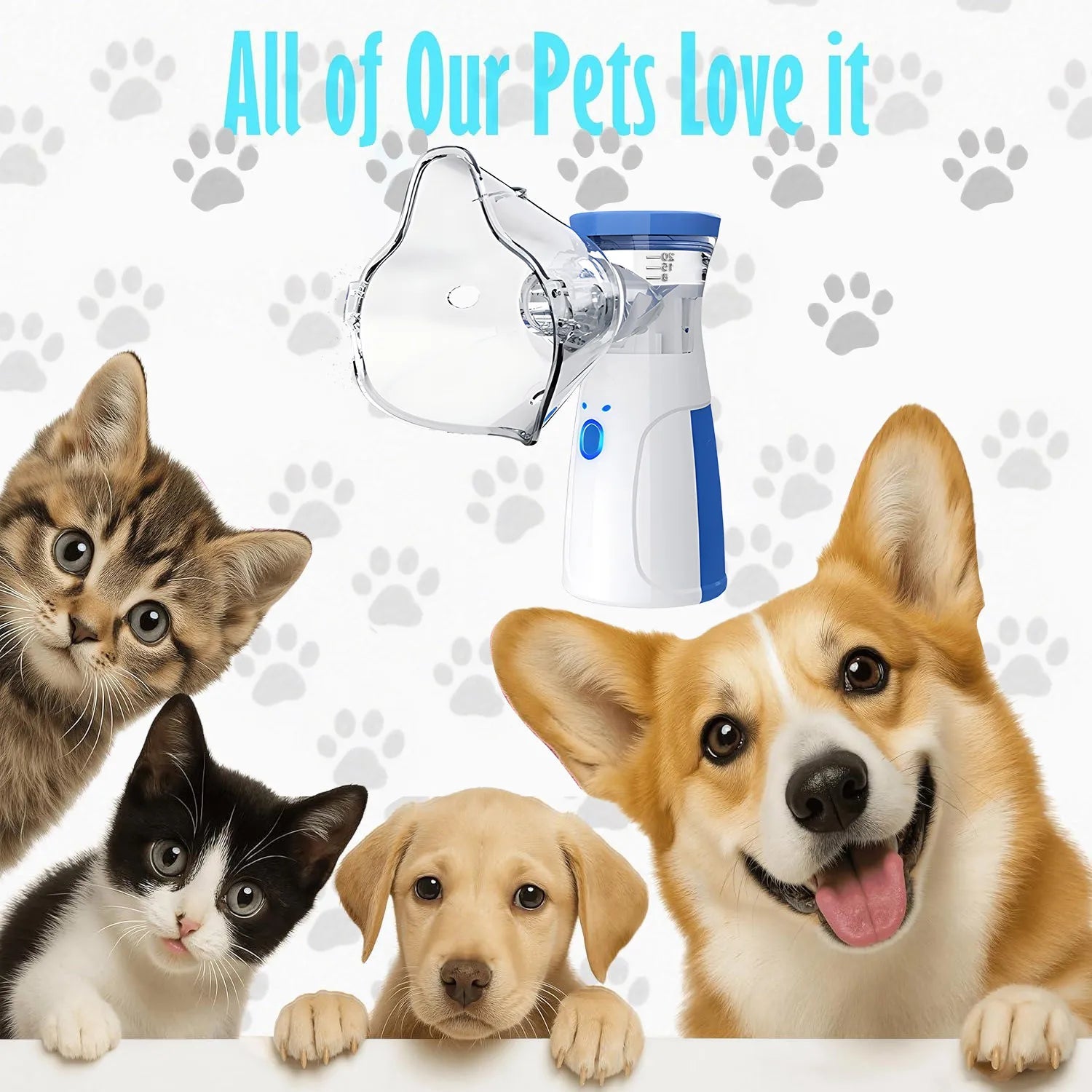 Pet Asthma Inhaler Spacer & Aerosol Chamber | Nebulizer for Cats & Dogs — White, Blue 2