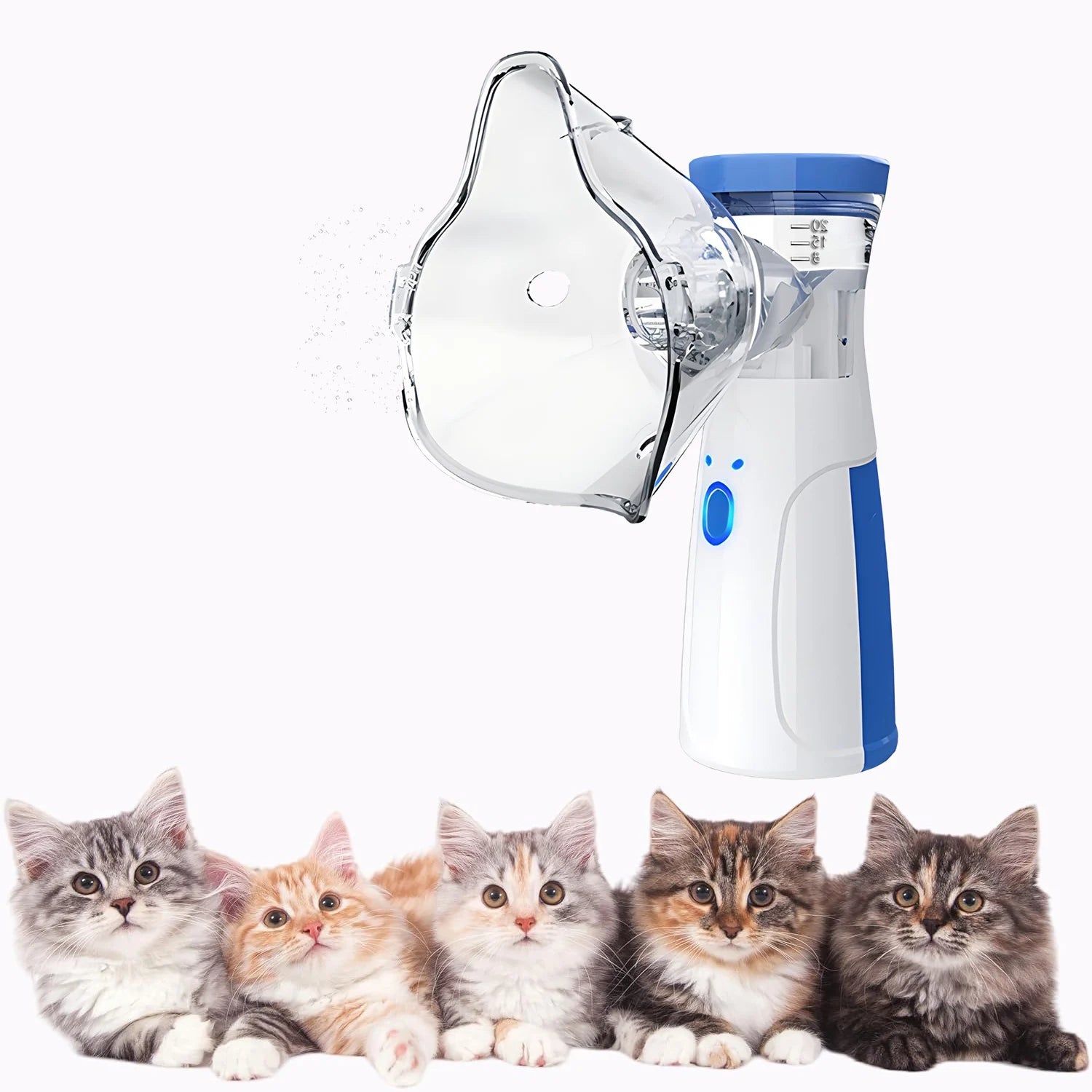 Pet Asthma Inhaler Spacer & Aerosol Chamber | Nebulizer for Cats & Dogs — White, Blue 7