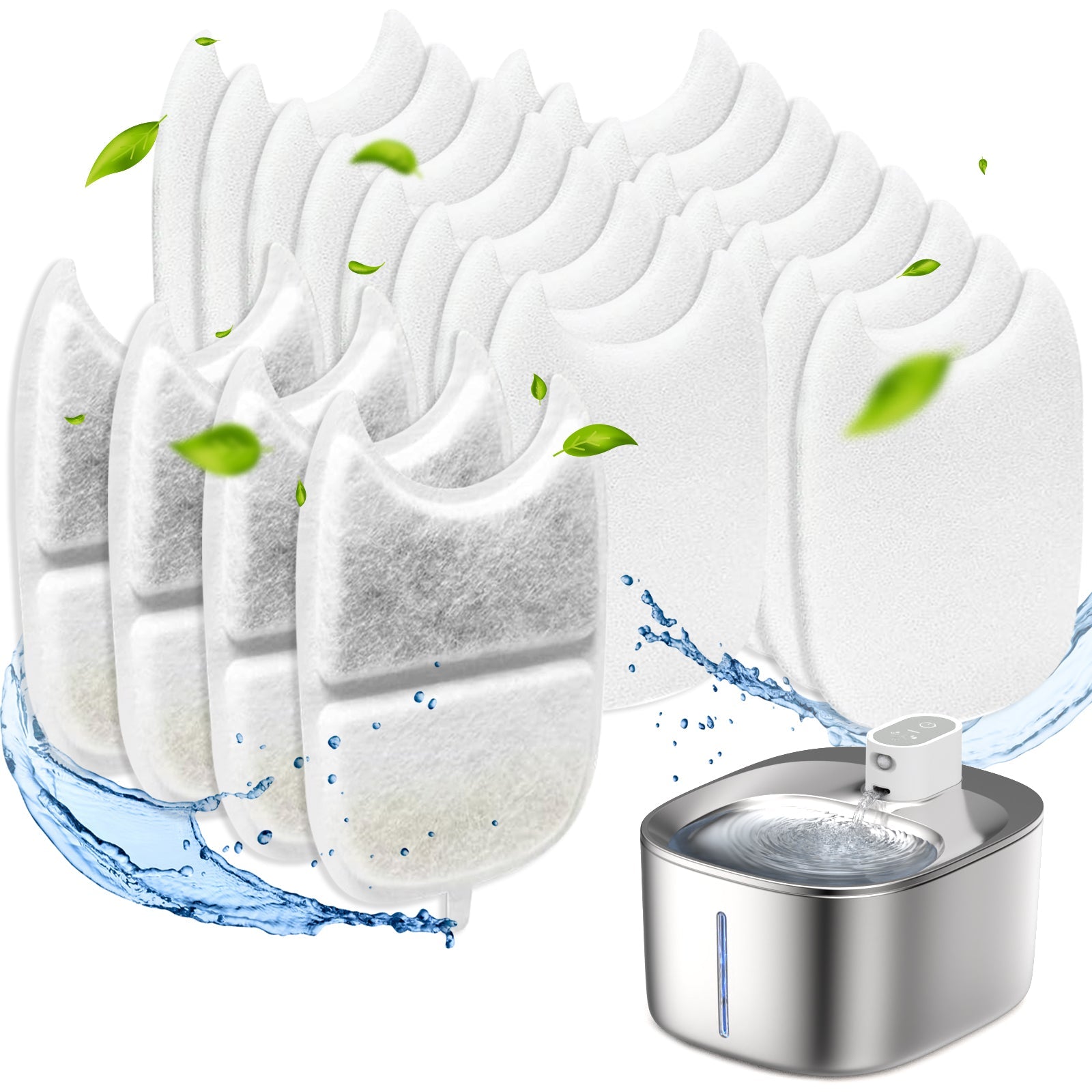 Pet Water Fountain Filters 4-Pack with Pre-Filter Sponges for Cats and Pets 0