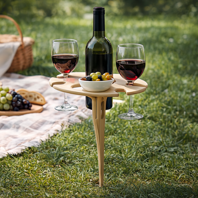 Picnic Table Wine Holder Outdoor Spike Stand Snack Surface 0