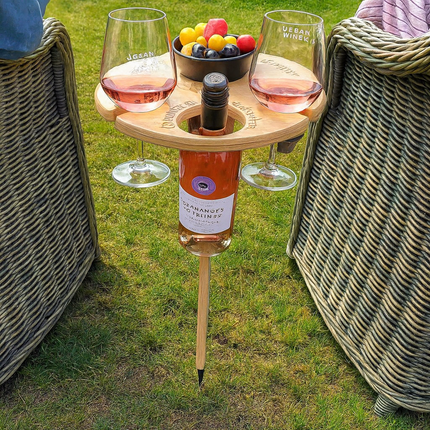 Picnic Table Wine Holder Outdoor Spike Stand Snack Surface 1