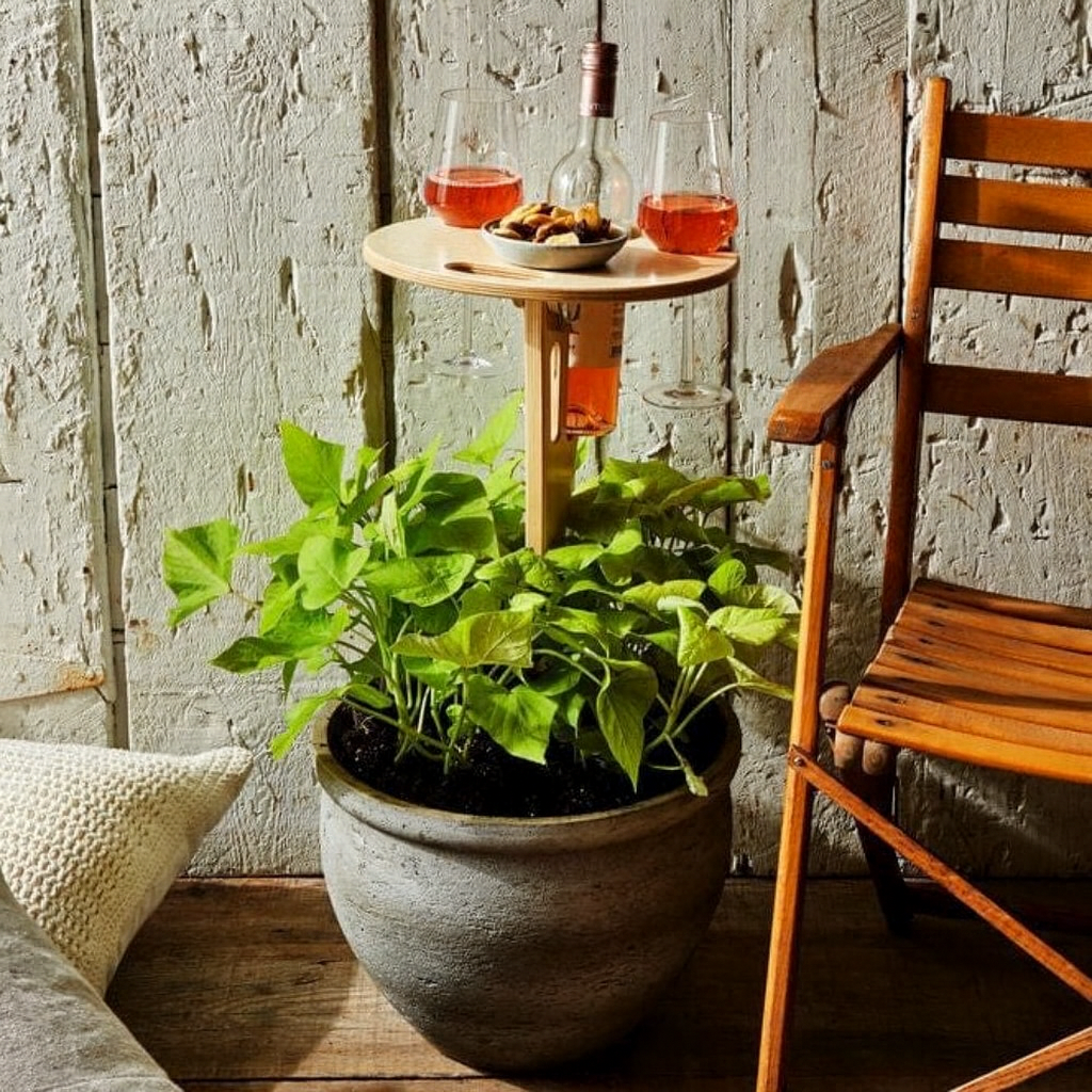 Picnic Table Wine Holder Outdoor Spike Stand Snack Surface 3