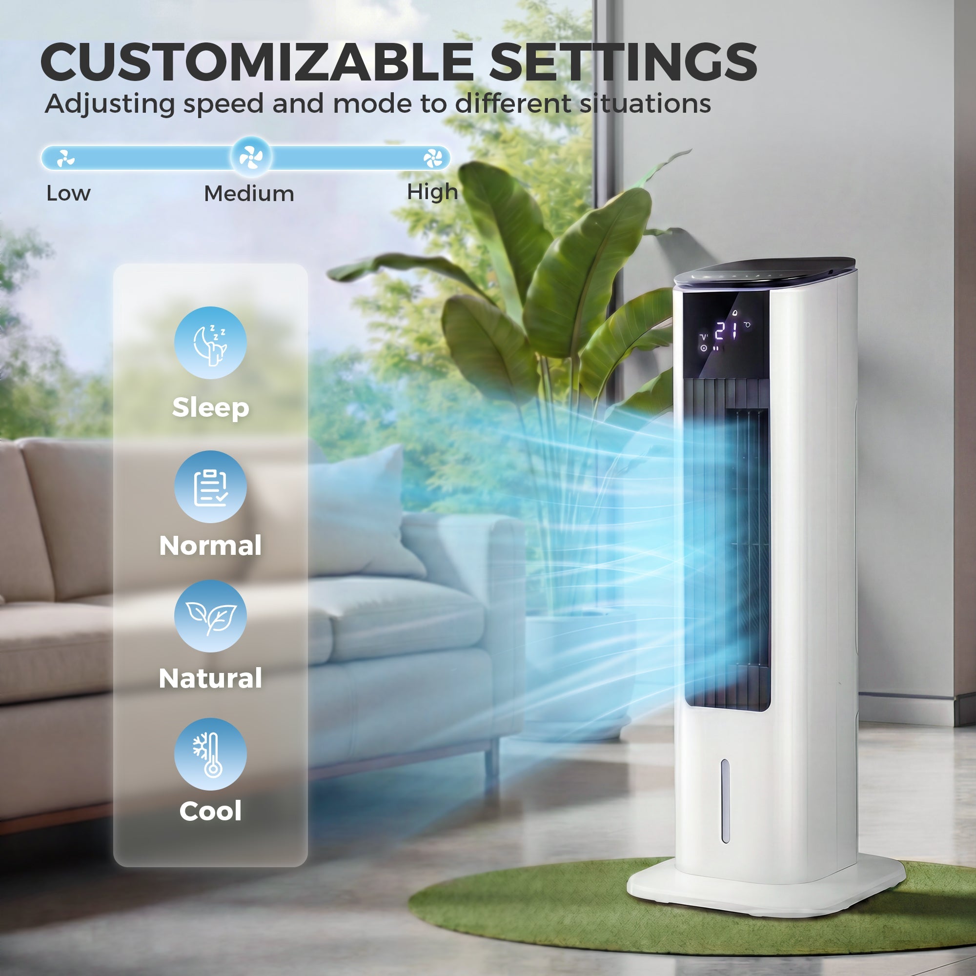 Portable Air Conditioner and Heater Fan 3.5L with Remote, Timer, and Oscillation 4