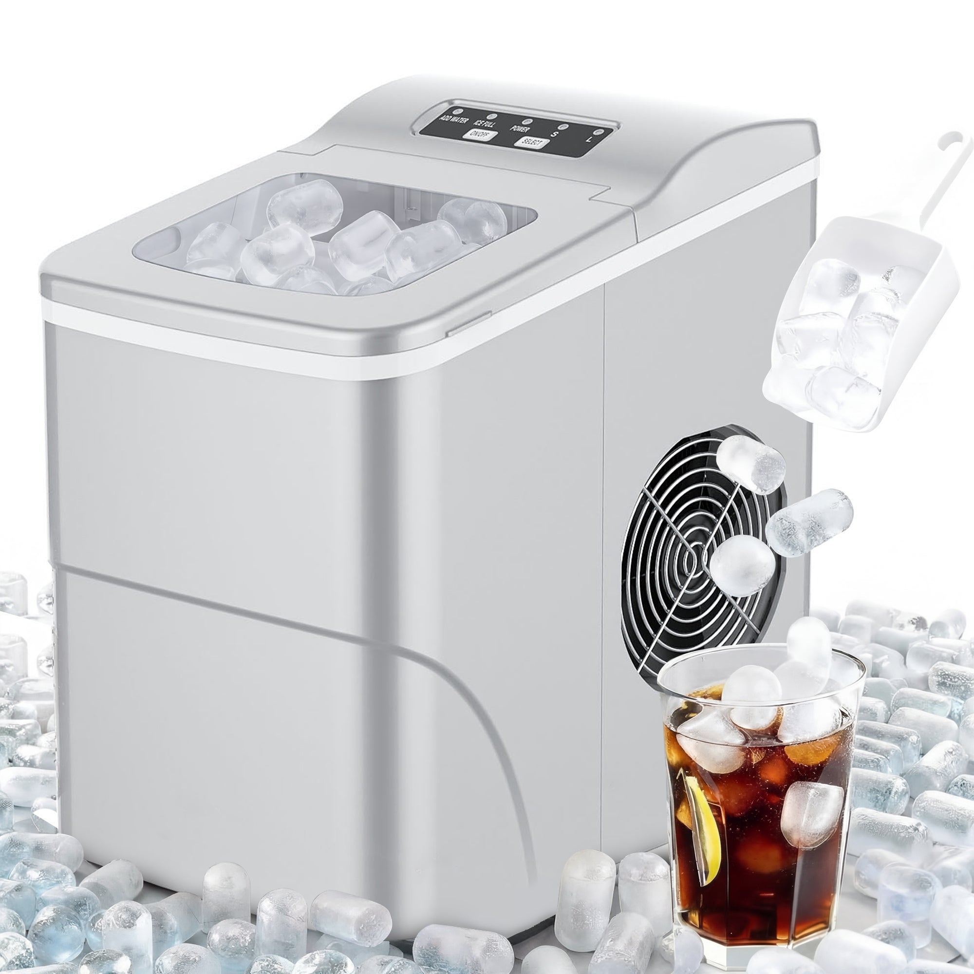 Portable Countertop Ice Maker Machine - 2.2L Capacity, Dual Ice Sizes, LED Display 0