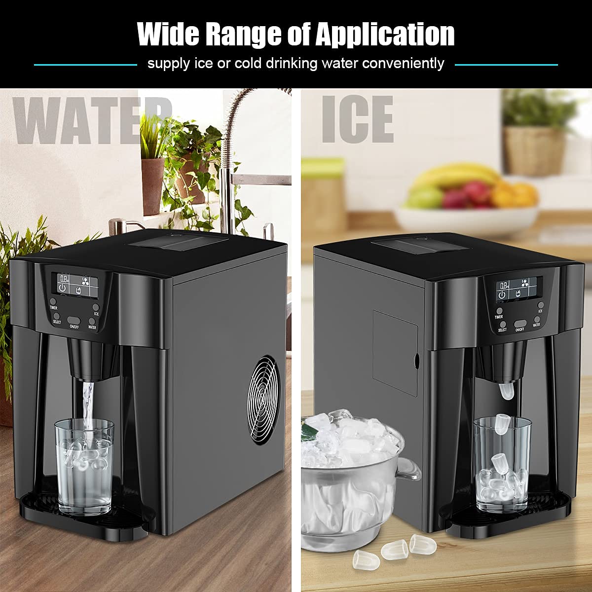 Portable Countertop Ice Maker Machine with Water Dispenser, 12kg/24h, Quick Cycle 1