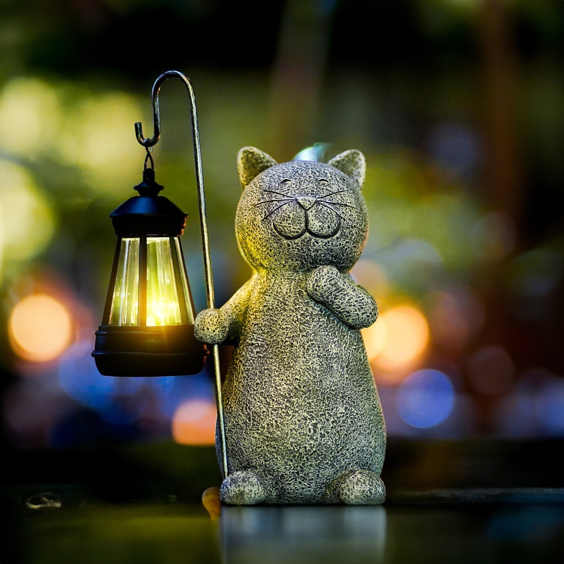 LumiPaws – Solcelledrevet Gylden Kattefigur med Lys til Magisk Udendørs Havedekoration