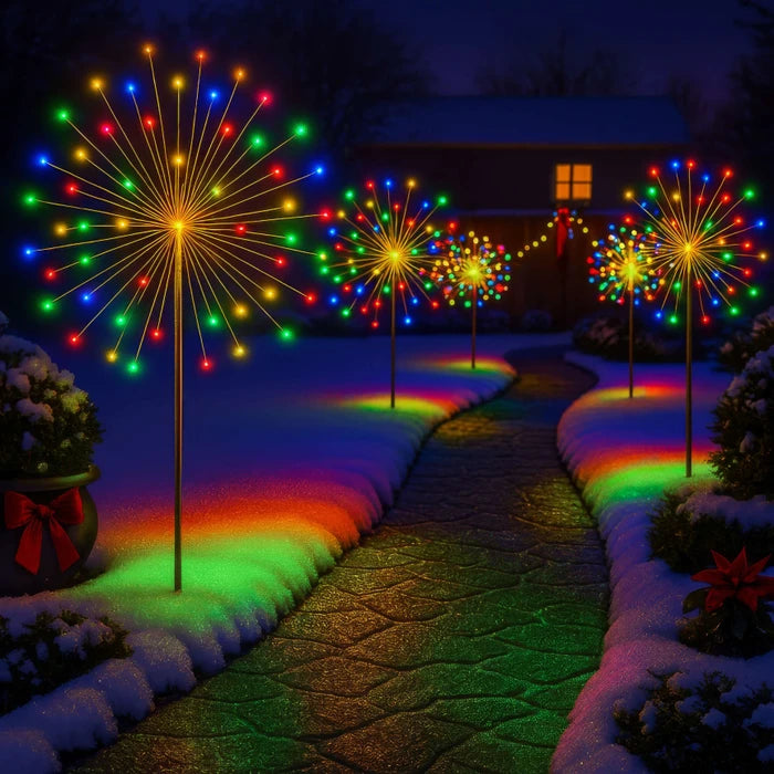Outdoor Rainbow Starburst Lights – Multicolor Firework Effect for Yard and Path