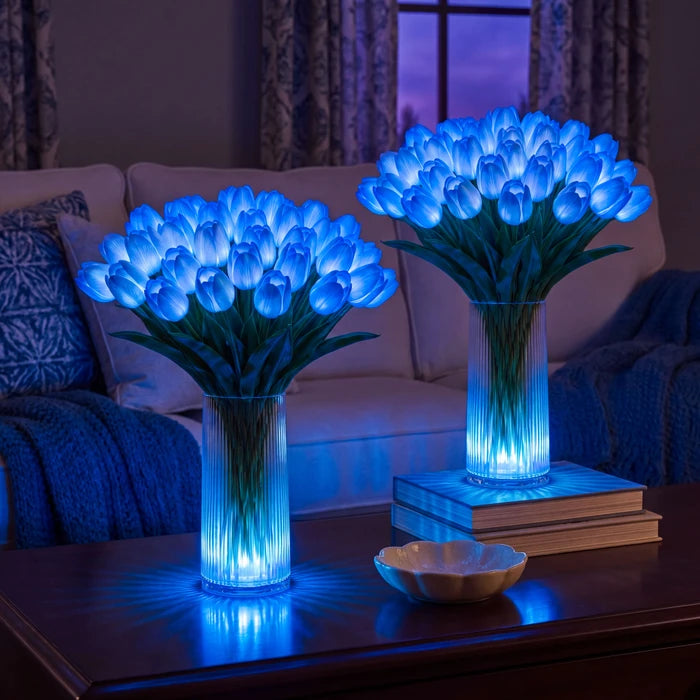 LED Tulip Bouquet Lamp – Glowing Artificial Tulips with Warm Ambient Light