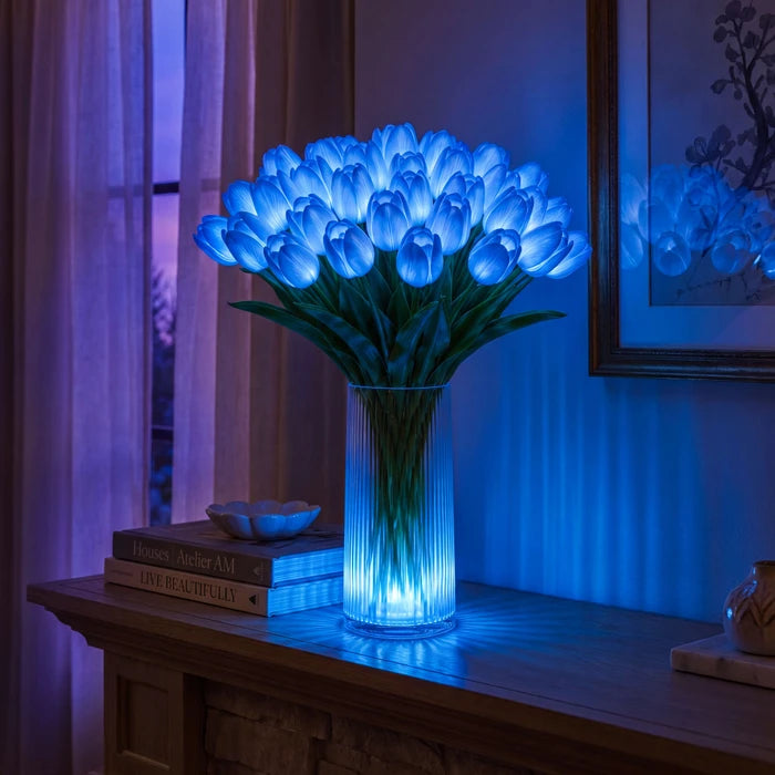 LED Tulip Bouquet Lamp – Glowing Artificial Tulips with Warm Ambient Light