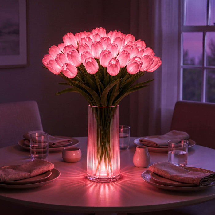 LED Tulip Bouquet Lamp – Glowing Artificial Tulips with Warm Ambient Light