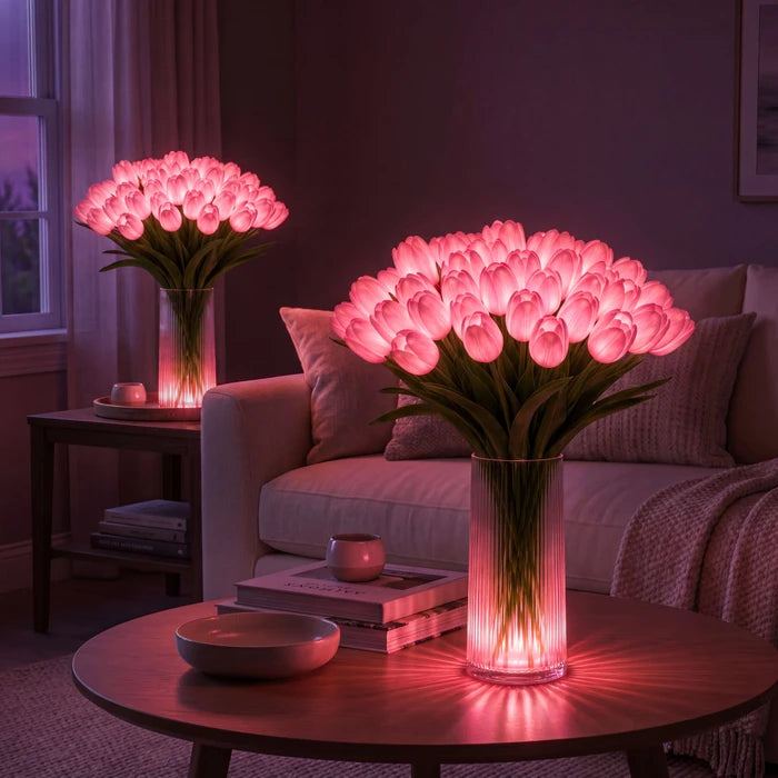 LED Tulip Bouquet Lamp – Glowing Artificial Tulips with Warm Ambient Light