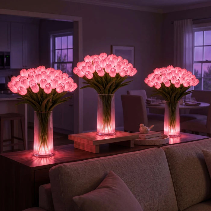 LED Tulip Bouquet Lamp – Glowing Artificial Tulips with Warm Ambient Light