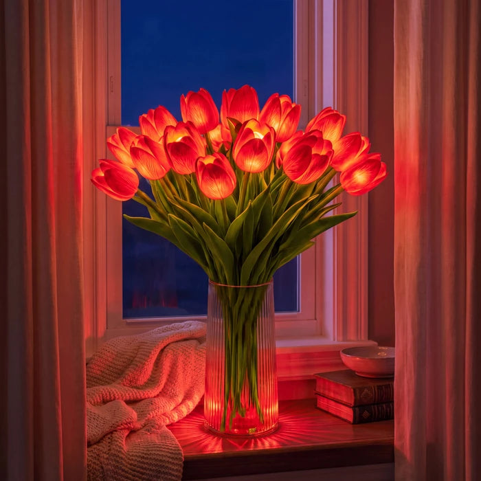 LED Tulip Bouquet Lamp – Glowing Artificial Tulips with Warm Ambient Light