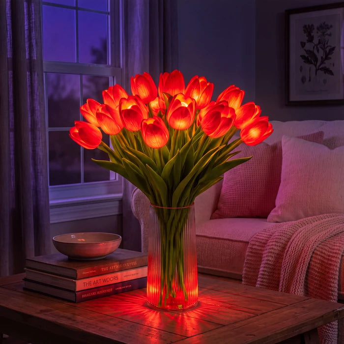 LED Tulip Bouquet Lamp – Glowing Artificial Tulips with Warm Ambient Light