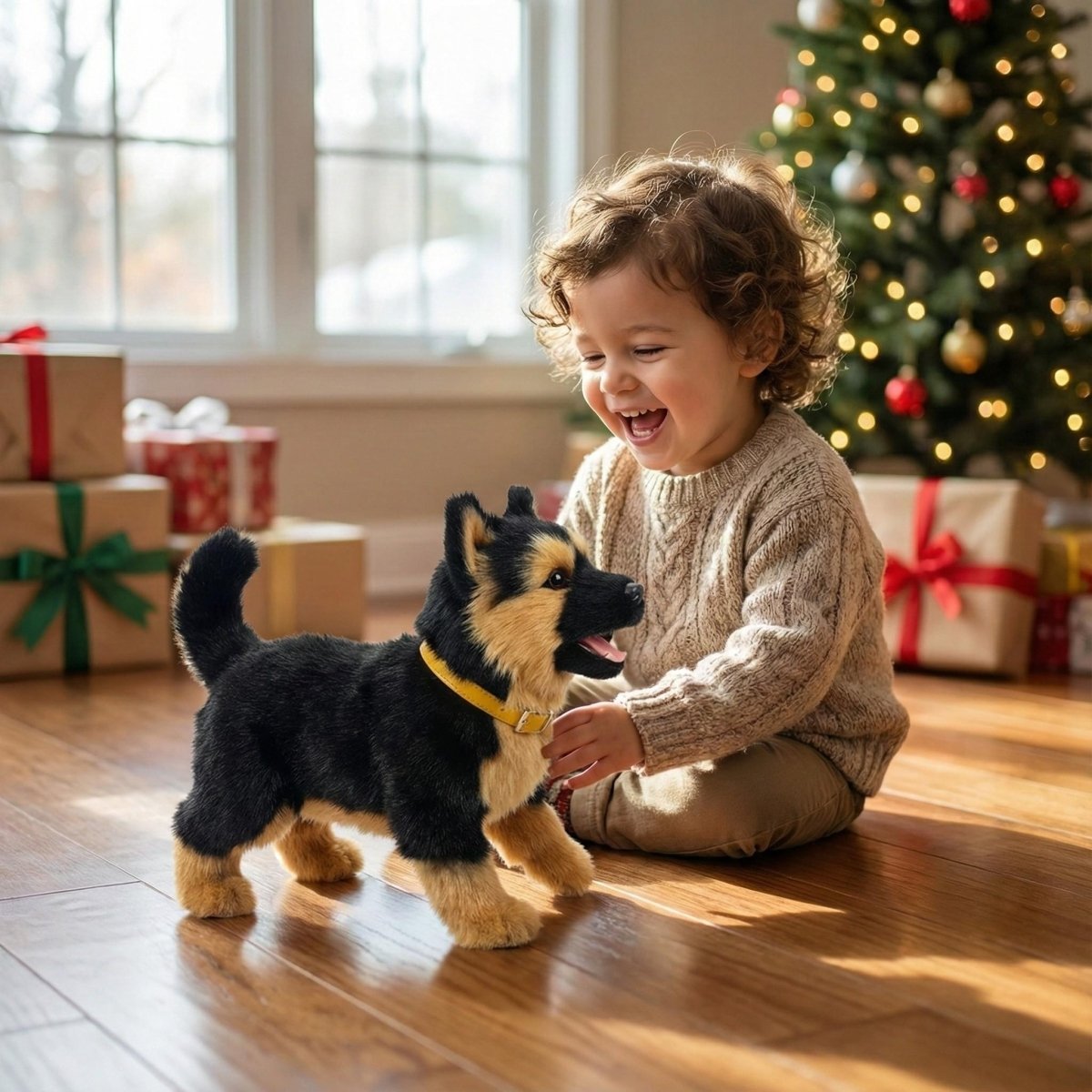 Realistic German Shepherd Puppy Toy – Interactive Walking, Barking & Wagging Electronic Pet 0