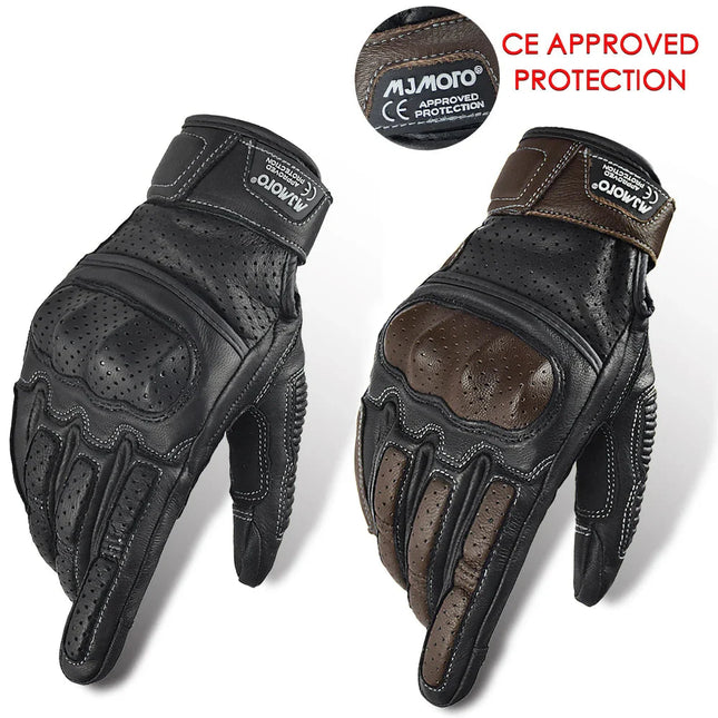 Retro Geperforeerde Motorhandschoenen Heren van Geitenleer Voor Zomergebruik 0