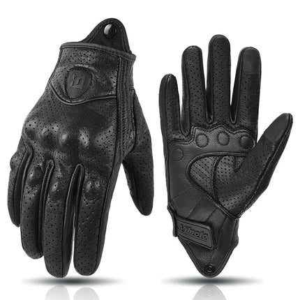 Retro Geperforeerde Motorhandschoenen Heren van Geitenleer Voor Zomergebruik 6