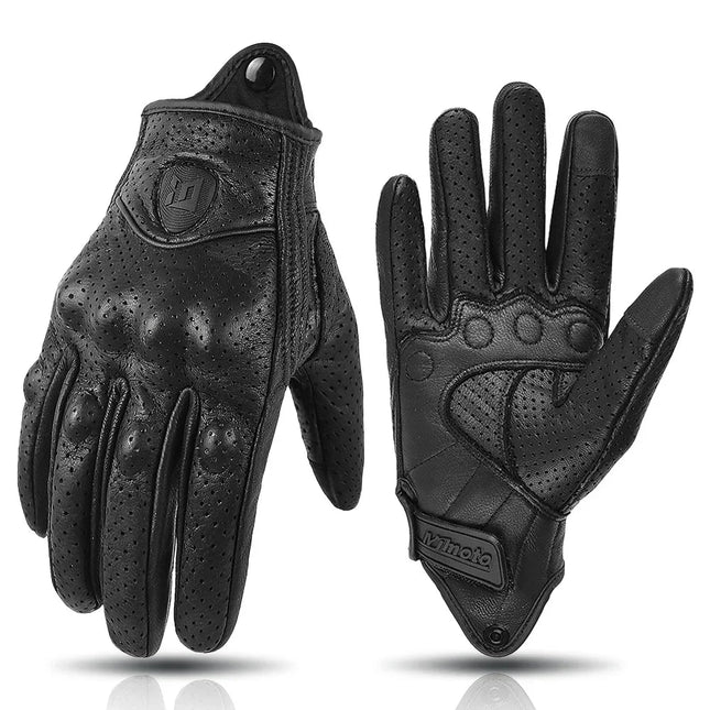 Retro Geperforeerde Motorhandschoenen Heren van Geitenleer Voor Zomergebruik 6