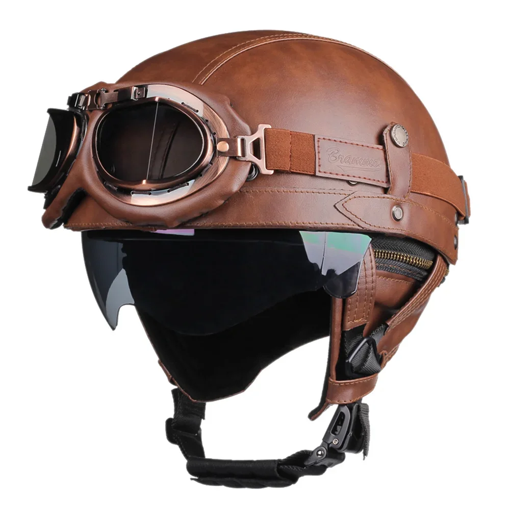Retro Motorhelm Heren en Dames - DOT-gecertificeerd, Lichtgewicht en Ademend 0
