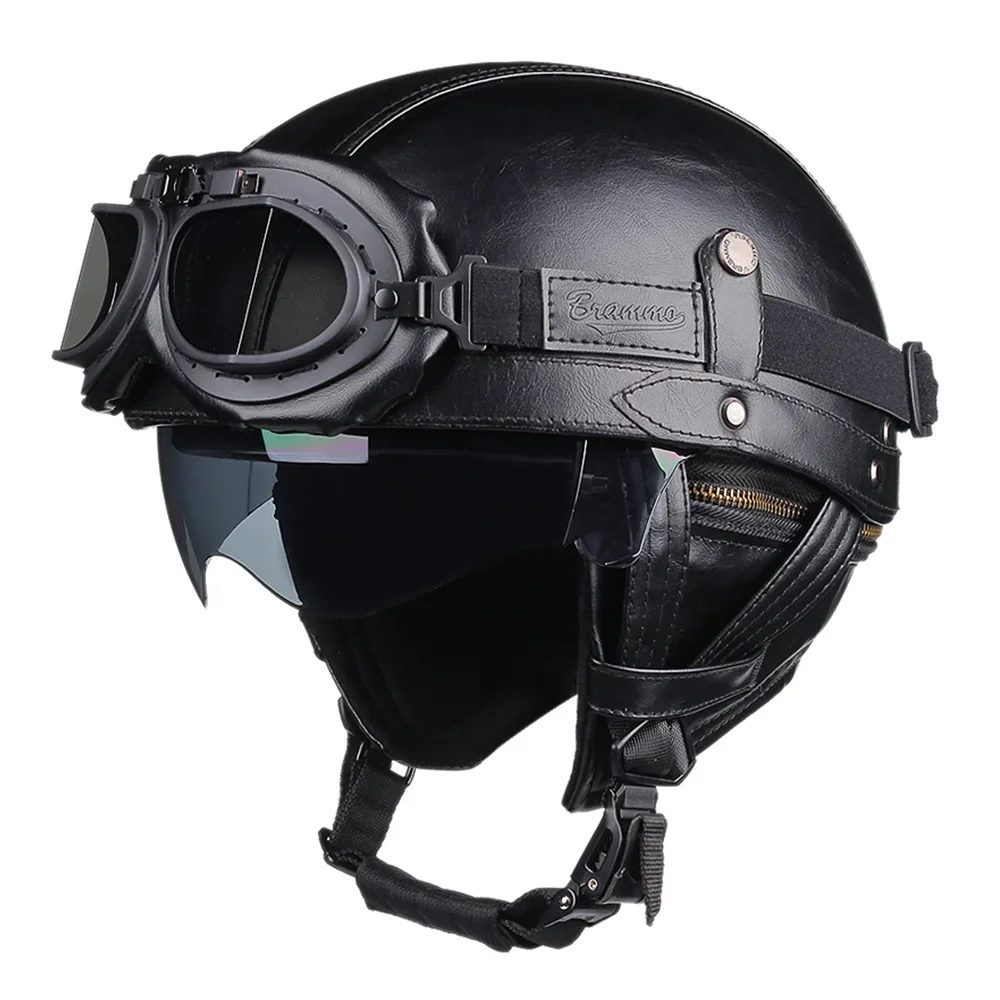 Retro Motorhelm Heren en Dames - DOT-gecertificeerd, Lichtgewicht en Ademend 7