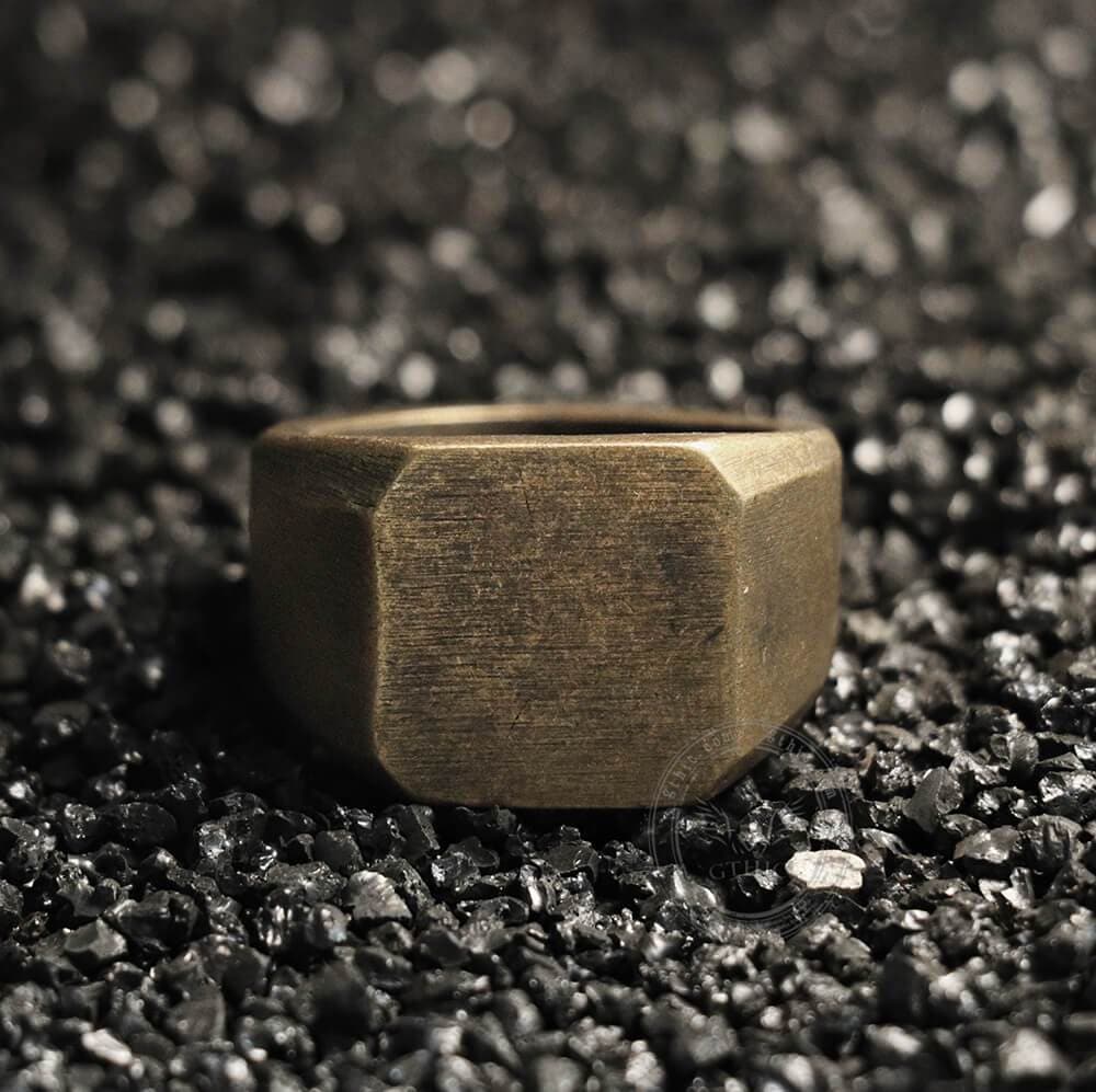 Retro Simple Plain Stainless Steel Square Ring 1