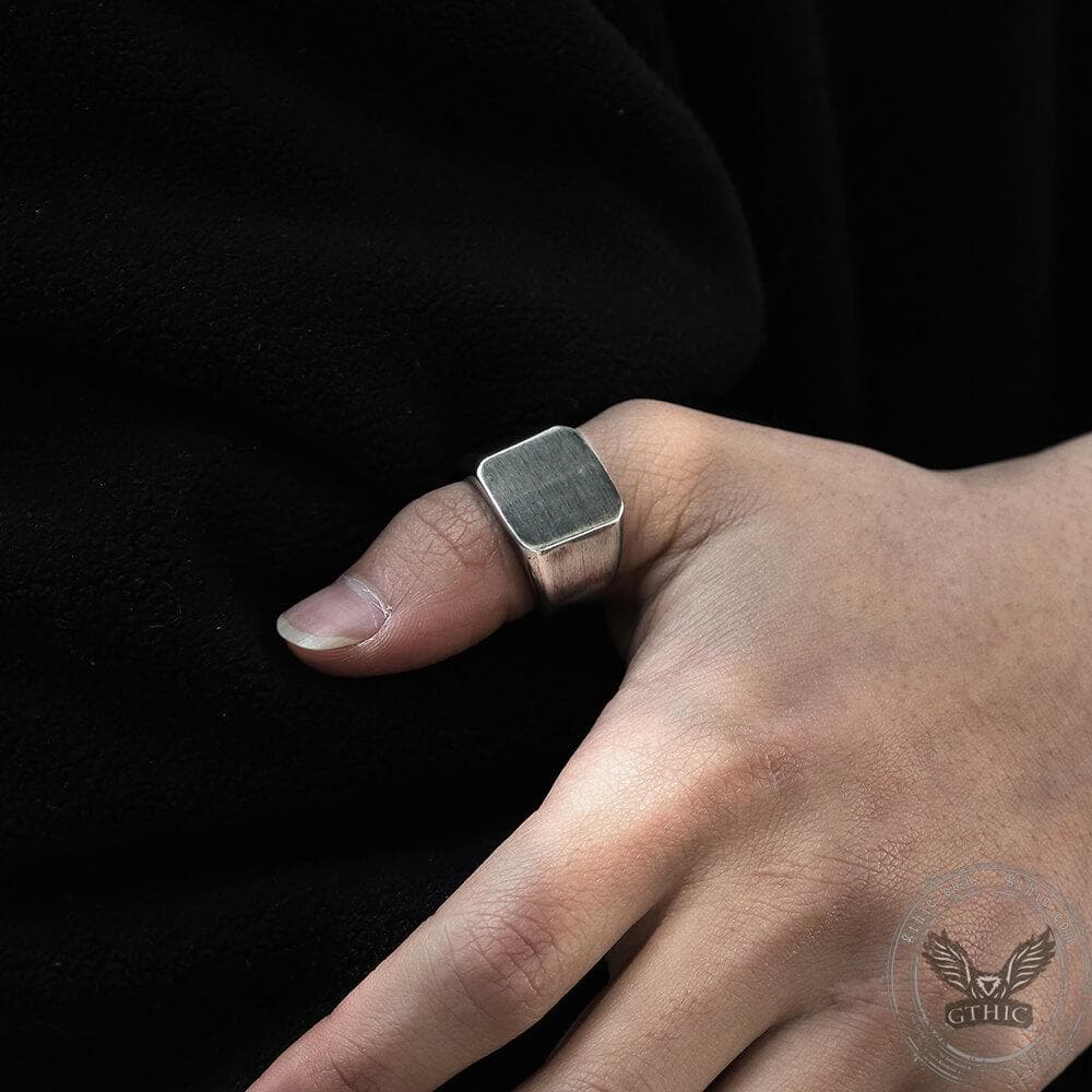 Retro Simple Plain Stainless Steel Square Ring 2