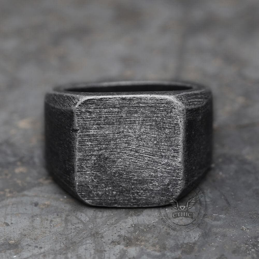 Retro Simple Plain Stainless Steel Square Ring 3