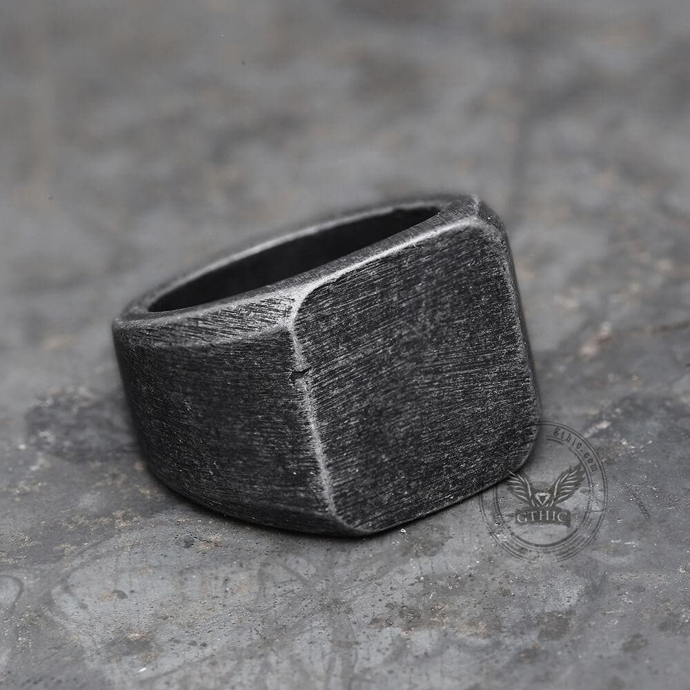 Retro Simple Plain Stainless Steel Square Ring 4