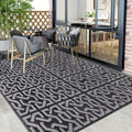 Reversible Outdoor Rug | Black & Grey Modern Patio Mat 0