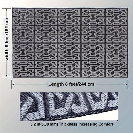 Reversible Outdoor Rug | Black & Grey Modern Patio Mat 3