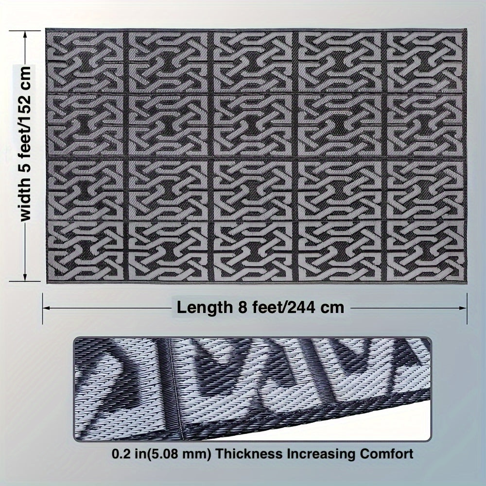 Reversible Outdoor Rug | Black & Grey Modern Patio Mat 3
