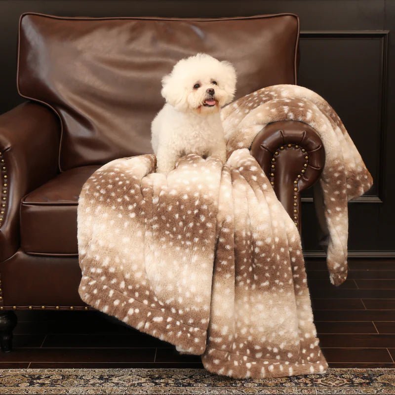Reversible Plush Blanket with Deer Motif, Soft Faux Fur, 100% Polyester 4