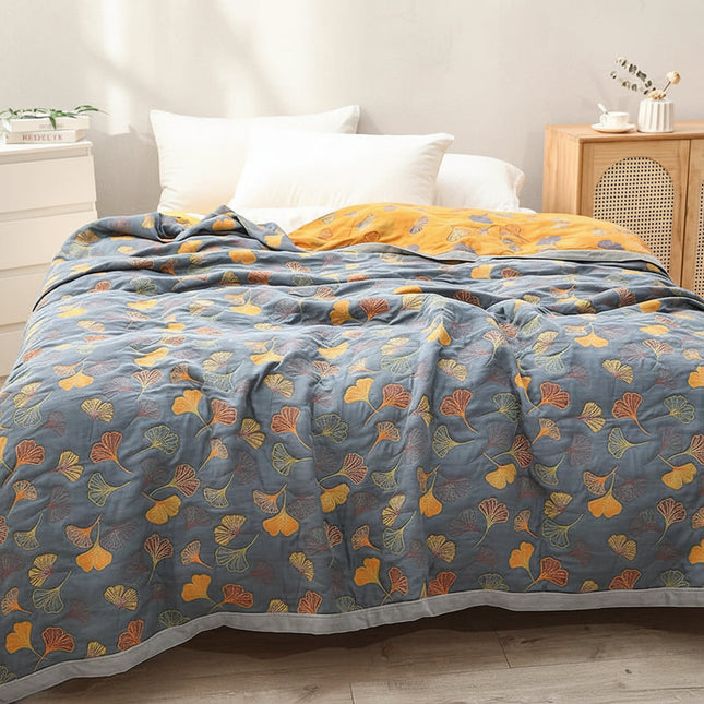 Reversible Throw Blanket Elegant Leaf Pattern Cozy Decor 0