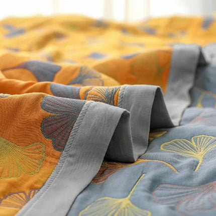Reversible Throw Blanket Elegant Leaf Pattern Cozy Decor 4