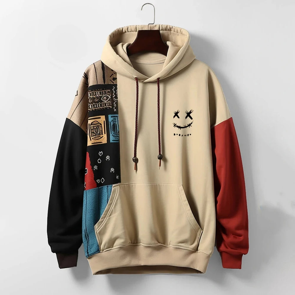 Riot Contrast Hoodie for Men – Premium Cotton Blend, Adjustable Drawstrings, Vibrant Pattern 0