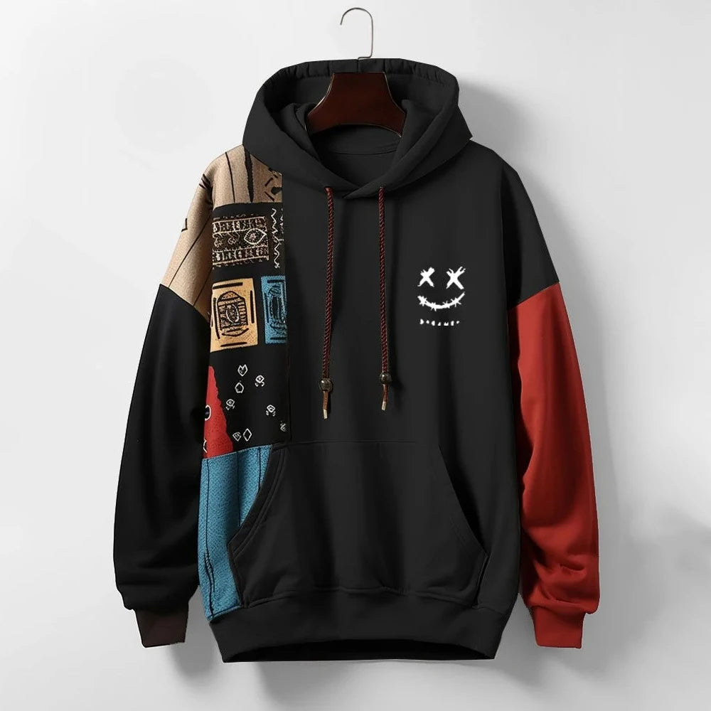 Riot Contrast Hoodie for Men – Premium Cotton Blend, Adjustable Drawstrings, Vibrant Pattern 1