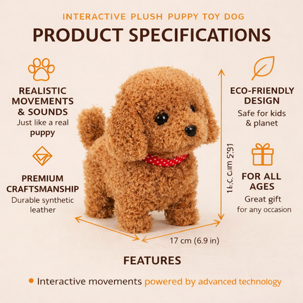 Robot Dog Toy Interactive Plush Puppy Realistic Walking Pet 6
