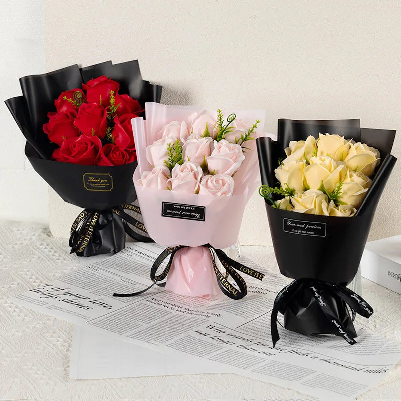 Handmade Rose Soap Flower Bouquet – Elegant Long-Lasting Decorative Arrangement