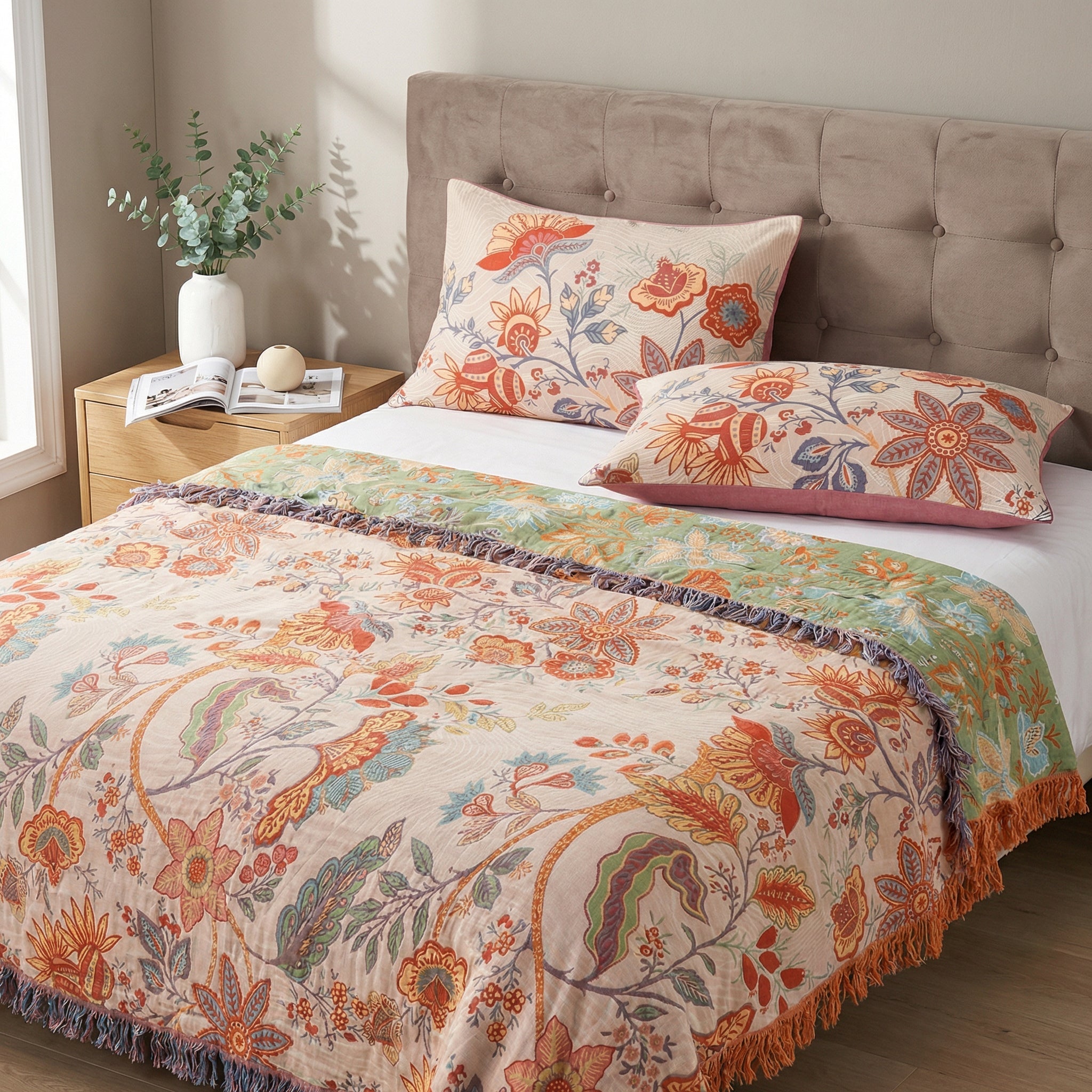 Rustic Floral Boho Pillowcases Set – 100% Cotton, 20x30, 2 Pieces 1