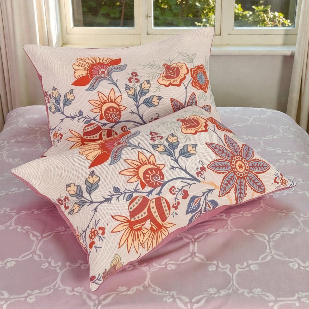 Rustic Floral Boho Pillowcases Set – 100% Cotton, 20x30, 2 Pieces 2