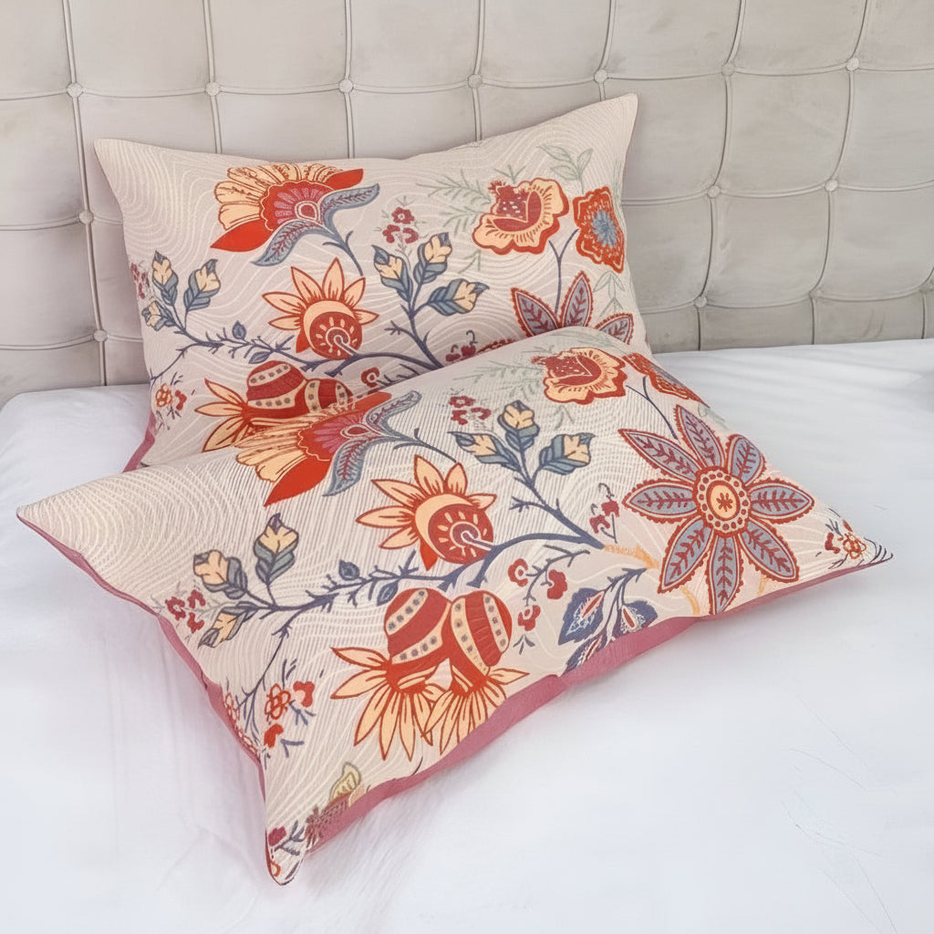 Rustic Floral Boho Pillowcases Set – 100% Cotton, 20x30, 2 Pieces 3