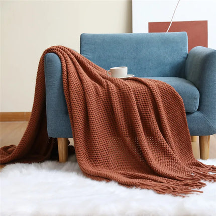 Nordic Knitted Acrylic Blanket with Soft All-Season Comfort and Scandinavian Cozy Style