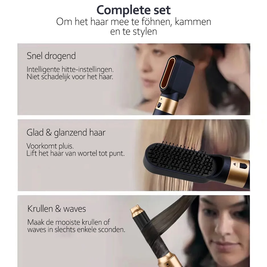 Styler cheveux 5-en-1 – Outil puissant de 1000W avec technologie ionique et accessoires polyvalents