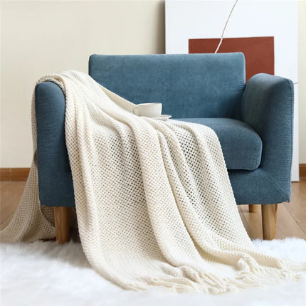 Nordic Knitted Acrylic Blanket with Soft All-Season Comfort and Scandinavian Cozy Style