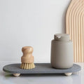 Water-Absorbing Tray with Wooden Feet for Clean and Stylish Bathroom and Kitchen Surfaces