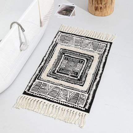 Soft Cotton-Linen Boho Rug with 3D Tufting, Fringe Detailing and Warm Textured Design