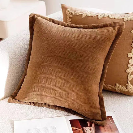 Brown Cushion Cover with Moroccan Tufting, Fringe Detailing and Modern Boho Style Comfort
